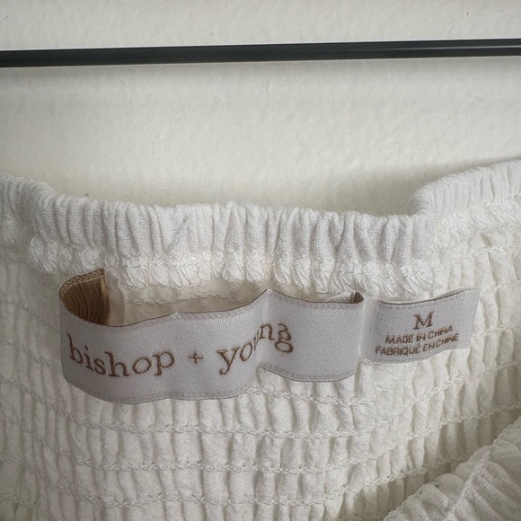 bishop + young Anthropologie Cream Tie Front Jumpsuit Strapless Women Medium NWT - Picture 4 of 7